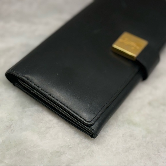 YVES SAINT LAURENT Vintage Black Leather Long Bifold Wallet/Clutch - Picture 10 of 16